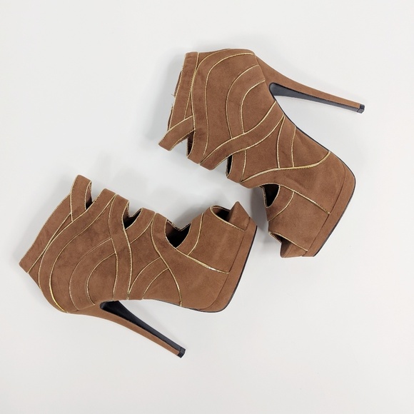 Colin Stuart High Heel Peep Toe Booties - Picture 2 of 8